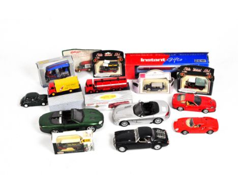 A selection of diecast vehicles including a 943 Leyland Octopus tanker, Eddie Stobart Ltd vehicles, and an Esso Road Tanker