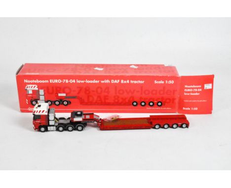 A WSI Collectable's 1:50 scale model of a Nooteboom EURO-78-04 Low loader with DAF 8x4 tractor, in original box