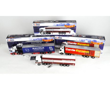 Three Corgi 1:50 scale Hauliers of Renown limited edition model vehicles, comprising DAF Moving Floor Trailer CC14116, a Volv