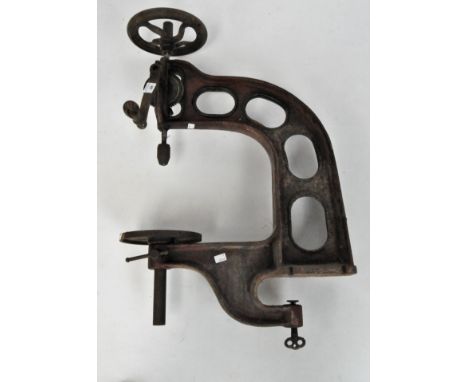 A large Victorian cast metal pillar drill, height 78cm