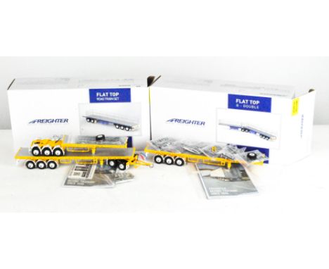 Two Freighter 1:50 scale model vehicles, comprising a Flat Top road train set and a Flat Top-Double, both in original boxes