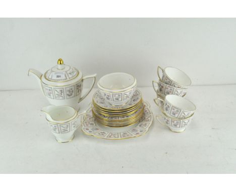 A Mintons 'Tapestry' pattern tea service, comprising five cups, saucers and plates, a serving plate, milk jug, sugar bowl and