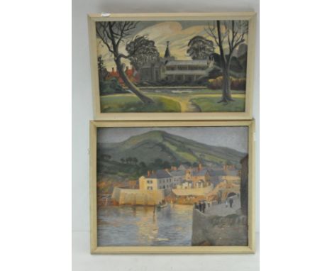 Two architectural oil on boards, one signed and dated verso L. Pearce, Feb. 1940, the other of Combe Martin, Devon, inscribed