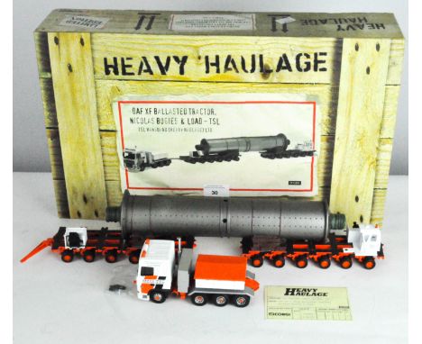 A Corgi 1:50 scale Heavy Haulage model vehicle, DAF XF Ballasted tractor, Nicolas Bogies and load, TSL vanguard Ltd, CC13209,