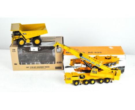 A CAT 1:50 scale CAT 777D off highway truck, 85104, together with a Demag AC335 1:50 scale, 2081, both boxed