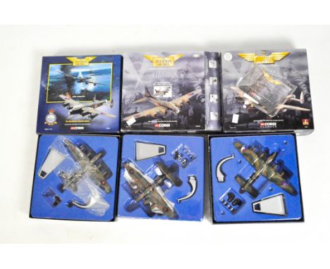 Three Corgi 1:144 scale Aviation archive models: Avro Lancaster 47371, a B-17G Fortress III AA31101 and a Dambusters special 