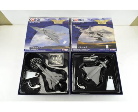 Two Corgi Aviation Archive 1:72 scale model planes, comprising a Panavia Tornado F.3, AA39807 and a Eurofighter Typhoon FGR.4