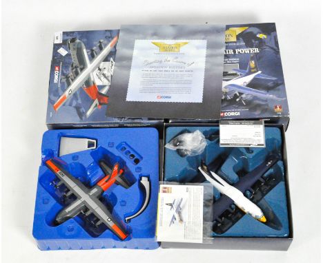 Two Corgi Aviation archive military airpower model planes, 1:144 scale, comprising a Lockheed LC-130F Hercules with ski's, AA