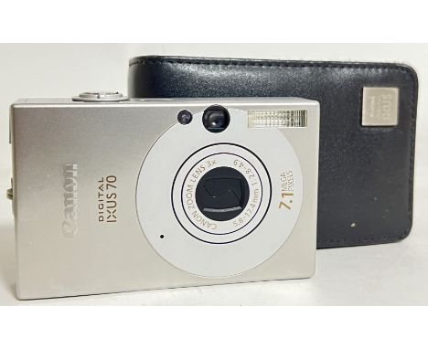 A Canon IXUS 70 digital 7.1 megapixel camera with leather carry case