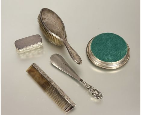 A Modern Birmingham silver mirror based wine coaster with felt base: d. x 14cm Birmingham 1981 and a Chester silver topped gl