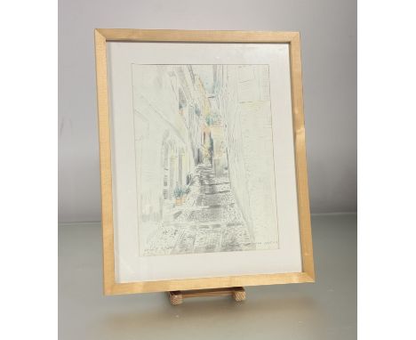 Richard Demarco (Scottish 1930-), Atina Steps, pencil sketch, signed, titled and dated 2005,in a glazed frame, with Valvona &