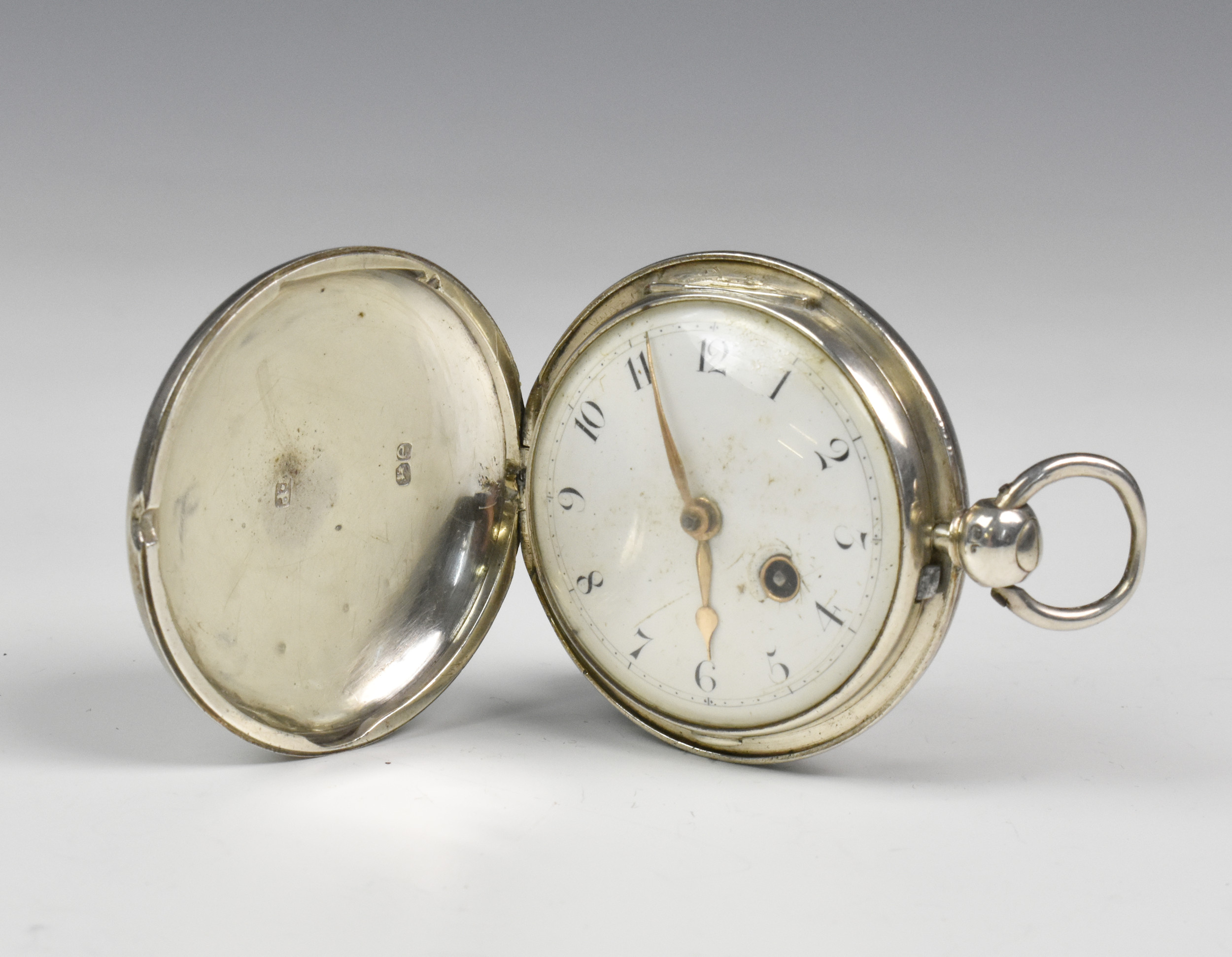 A silver cased fusee pocket watch, maker's mark rubbed, London, 1820.