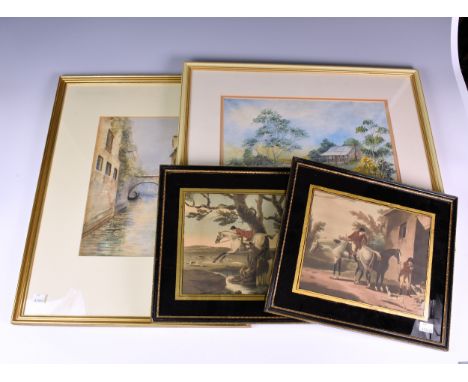 A watercolour of a Venetian canal backwater, 12? x 8?in. (32.5 x 22.25cm.); together with a watercolour of a house in the Aus