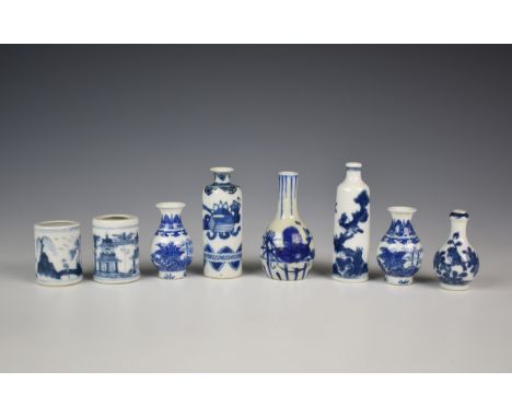 A collection of eight Chinese miniature vases, possibly Kangxi period, to include a variety of forms, the tallest 3¬in. (8.5c