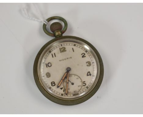 A Moeris Military issue pocket watch, with subsidiary seconds, the reverse with broad arrow mark & G.S.T.P, M51741 XX.