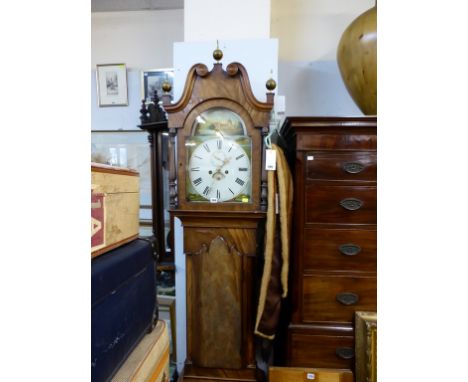 An early 19th century mahogany longcase clock, eight day with painted dial