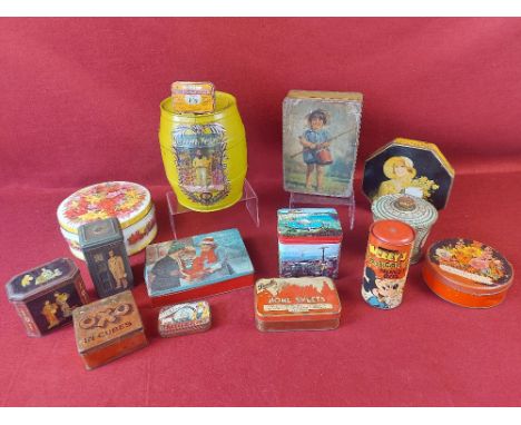 Collection of vintage tins including Coleman's mustard barrel