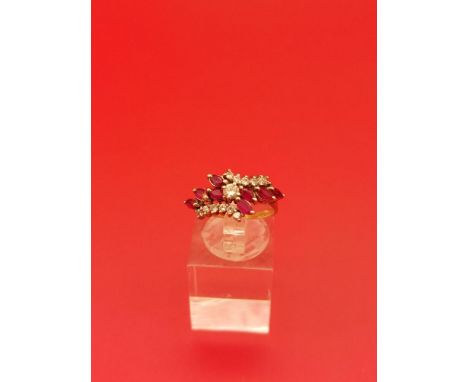 9ct gold ruby and diamond ring size M