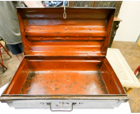 A small old metal trunk 