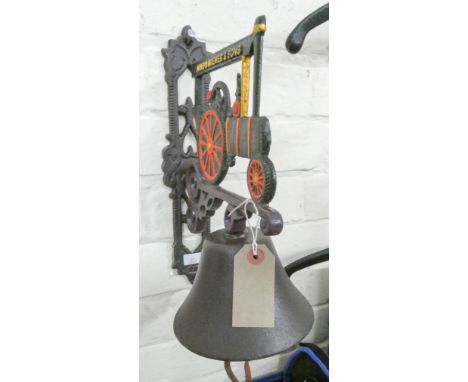 A steam engine cast iron wall hanging bell 