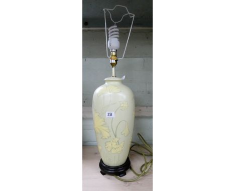 A china floral decorated vase style table lamp 