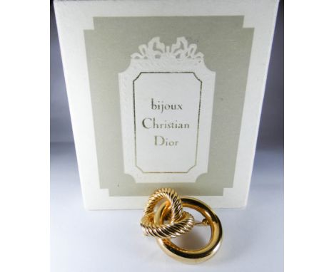 Vintage Christian Dior gilt metal knot brooch with fitted box 