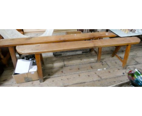 A pair of elm bench seats 70" long 