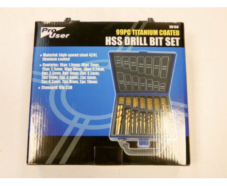 A new 99 piece titanium coated HSS drill bit set 