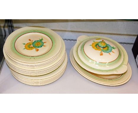 A Clarice Cliff part dinner service, nineteen pieces 