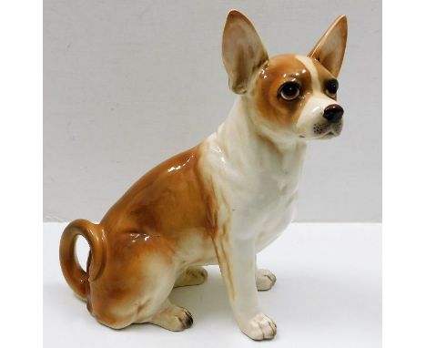 A Japanese ceramic model of a Chihuahua dog 11.5in tall 