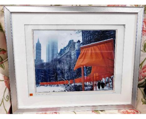 Jean Claude Christo "Red Curtain" 2005 New York City print