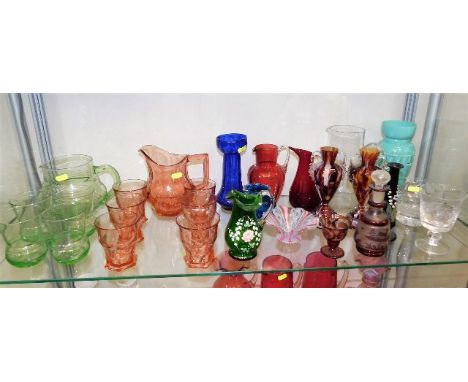 A quantity of mixed glassware including Victorian, contents of shelf