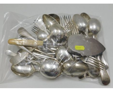 A bagged quantity of silver plated flatware