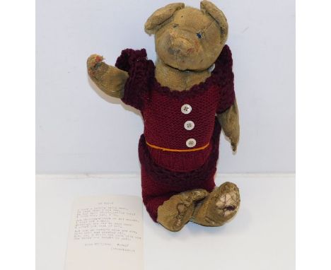 A vintage teddy bear named "Harold" 11.5in tall 