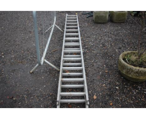 An aluminium extending ladder