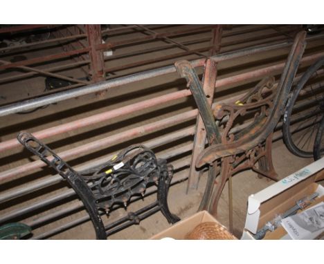 Two pairs of garden bench ends