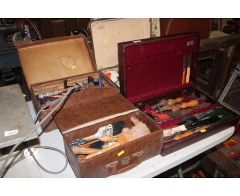 Four cases of various painting and decorating tools