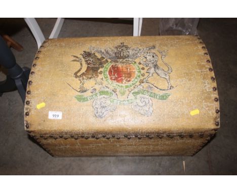 A studwork and domed top trunk, with crest decoration
