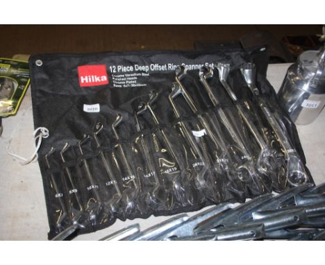 A Hilka twelve piece deep off set ring spanner set