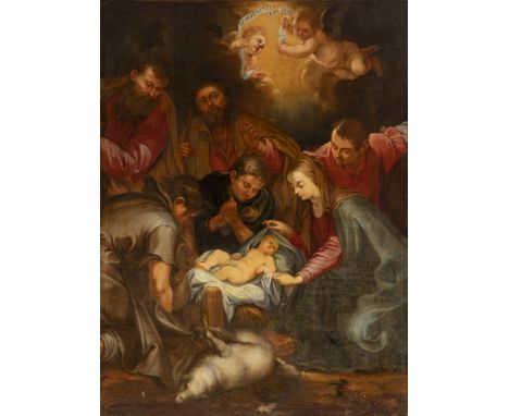 Andalusian school of the second half of the seventeenth century."The adoration of the shepherds".Oil on canvas. Relined.Prese