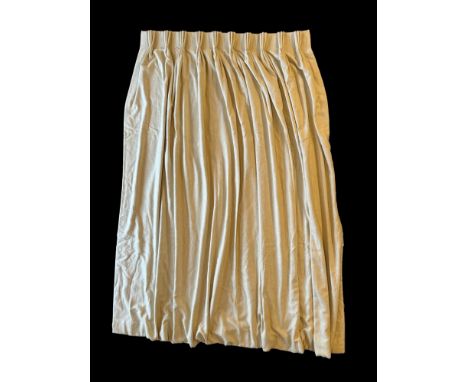 A pair of Jim Thompson pinch pleat lined and interlined buff coloured fabric curtains
Each curtain approximately 330cm wide a