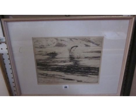 Norman Wilkinson (1878-1971)'A Fresh Run Fish'Etching and drypointSigned and dated23.5cm x 31cm