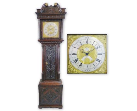 Thomas Lister I, Luddenden, a George III oak long case clock, the eight day movement (associated) striking on a bell, 12" bra