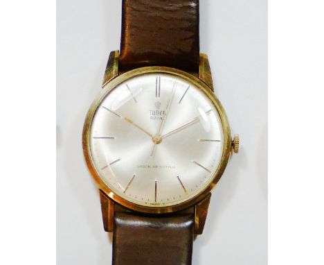 Tudor Royal - a 9ct gold manual wind gentleman's wristwatch, London 1968, the silvered dial with gold baton markings and cent