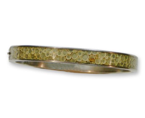 A French silver shagreen hinged bangle, bearing control marks first half 19th century, of plain form, 7mm wide