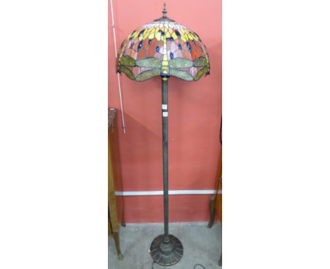 A large Tiffany style standard lamp