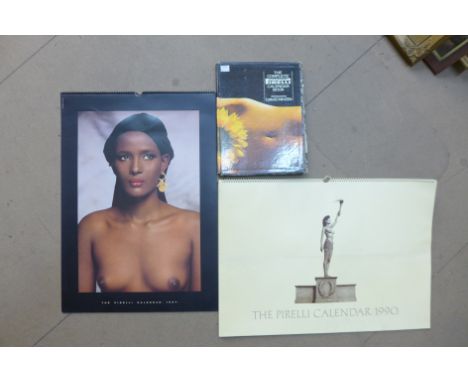 Three vintage Pirelli calendars and book