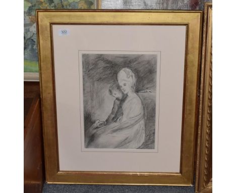 Follower of George Romney (1734-1802) Portrait of a lady, said to be Jane Duchess of GordonCharcoal, 35.5cm by 25.5cmProvenan