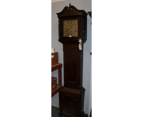 ~ An oak and mahogany eight day longcase clock, signed John Evans, Lampeter, late 18th century, later case