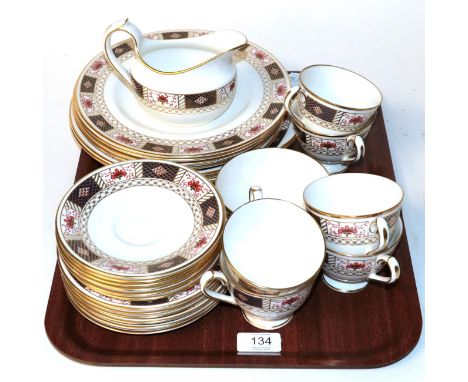 A Royal Crown Derby Imari palette part tea and dinner service CONDITION REPORT:   .First quality, x6 saucers, x6 side plates,